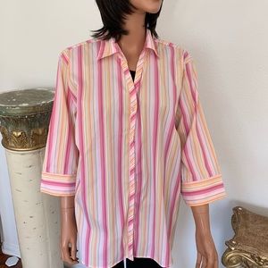 DCC Woman Plus Size 1X Shirt Stripes Designer Chic